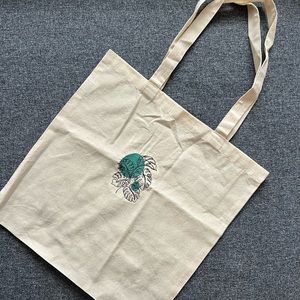 Embroidered Monstera Plant Tote Bag